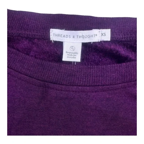 Threads 4 Thought Plum Fleece Lined Crewneck Sweatshirt XS NWT - Picture 3 of 16